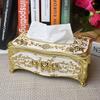 Cazuela Rose Tissue Box Acrylic Holder Cover Luxurious Elegant Design Tissue Holders Paper Holder Napkin Holder for Home Toilet Bathroom Bedroom Office (Golden & White) view 2