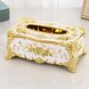 Cazuela Rose Tissue Box Acrylic Holder Cover Luxurious Elegant Design Tissue Holders Paper Holder Napkin Holder for Home Toilet Bathroom Bedroom Office (Golden & White) view 4