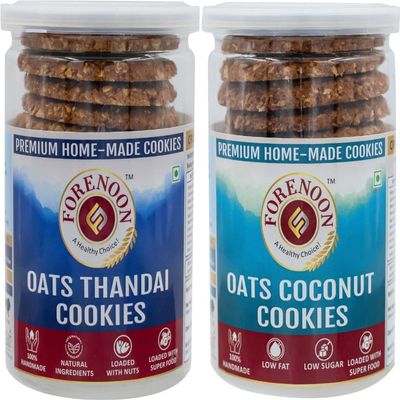 Fore Noon Coconut Oats & Thandai Oats Cookies (356 g, Pack of 2)