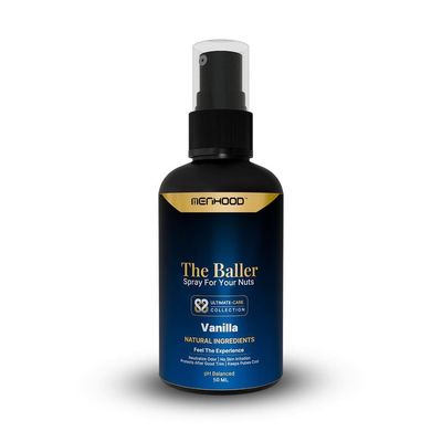Menhood The Baller- Fresh Spray for Men Private Parts | Intimate Perfume | Intimate Wash | All Day Fresh| Prevents Itching, Sweating and Irritation Down There | 50 ML (Fragrance - Vanilla)