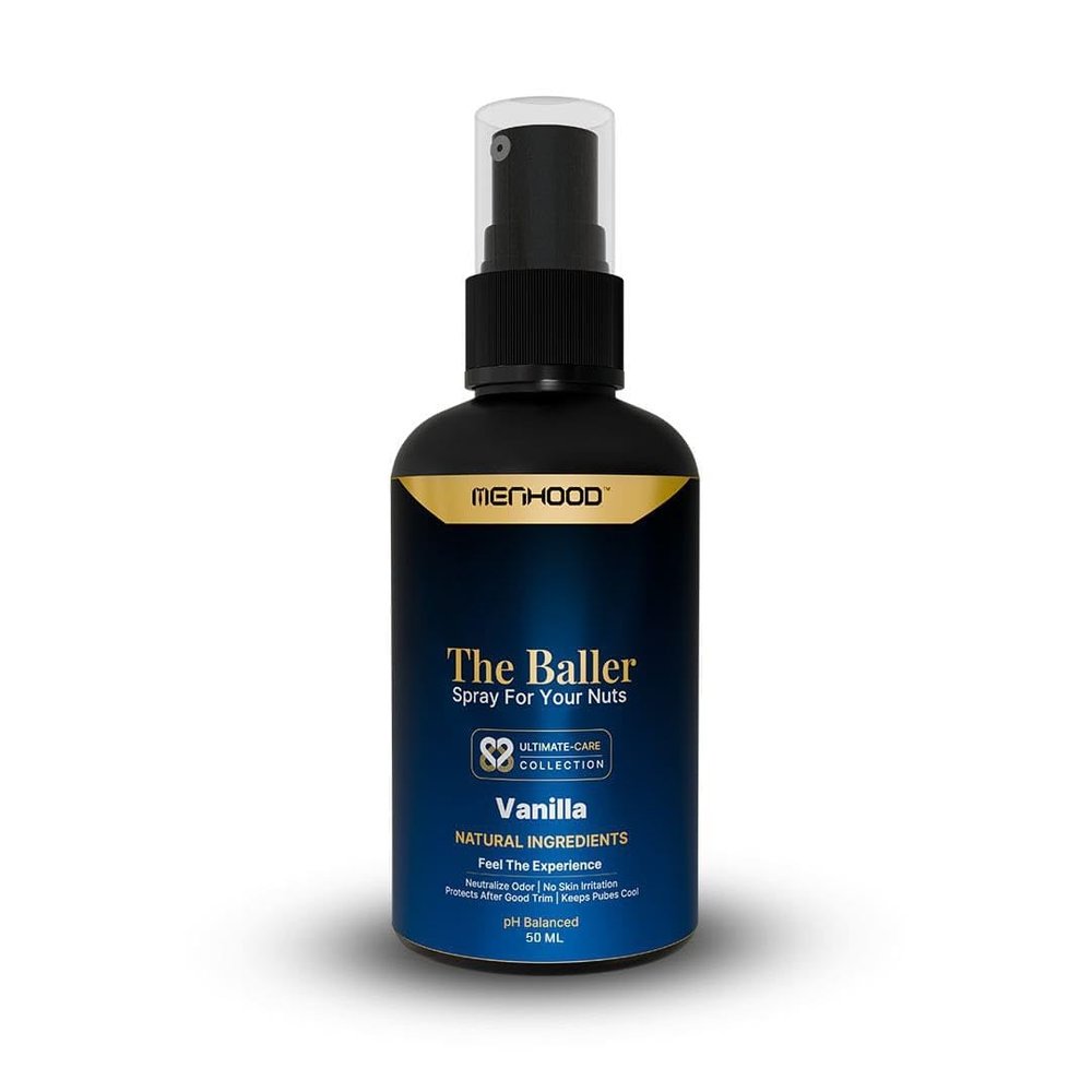 Menhood The Baller- Fresh Spray for Men Private Parts | Intimate Perfume | Intimate Wash | All Day Fresh| Prevents Itching, Sweating and Irritation Down There | 50 ML (Fragrance - Vanilla)