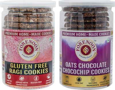 Fore Noon Chocolate Chocochip oats & Gluten free Ragi Jaggery Cookies (356 g, Pack of 2)
