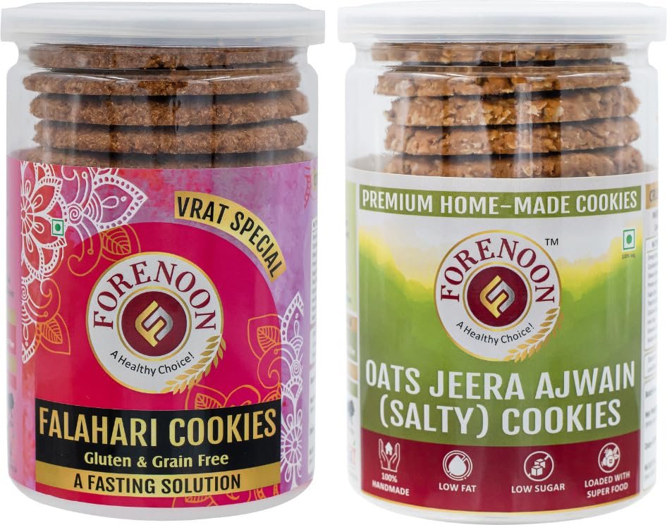 Fore Noon Oats Jeera Ajwain (Salty) & Vrat Special Falahari Cookies (356 g, Pack of 2)