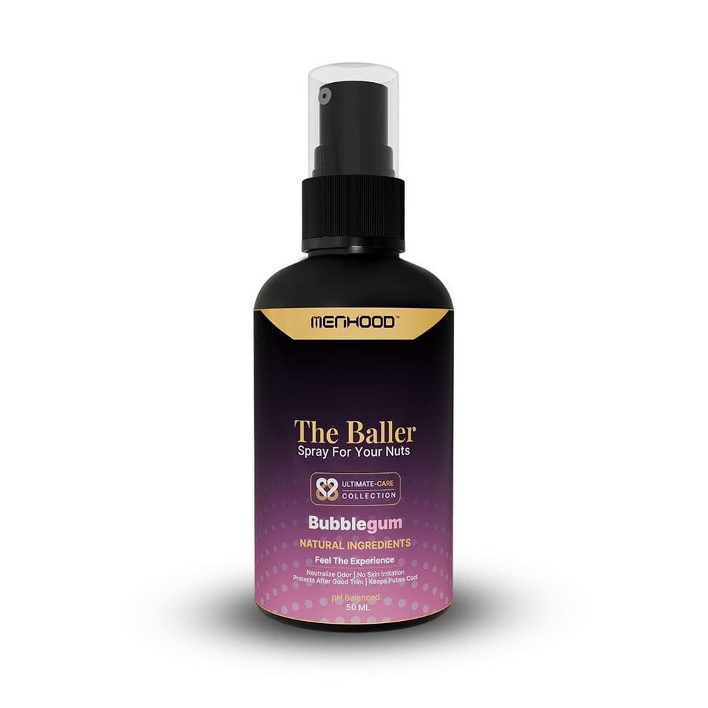 Menhood The Baller- Fresh Spray for Men Private Parts | Intimate Perfume | Intimate Wash | All Day Fresh| Prevents Itching, Sweating and Irritation Down There | 50 ML (Fragrance - Bubble Gum)