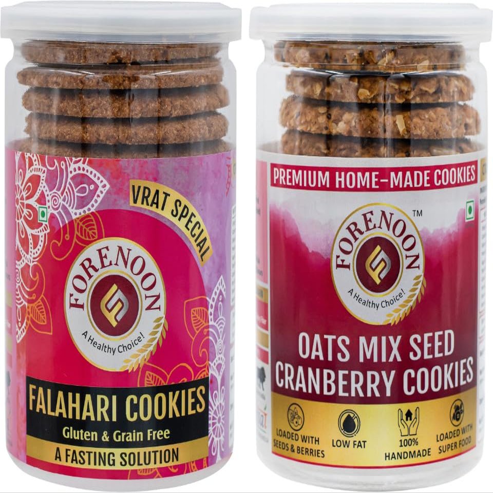 Fore Noon Oats Mix seed Cranberry & Vrat special Falahari Cookies (356 g, Pack of 2)
