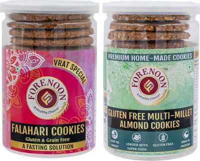 Fore Noon Gluten Free Multi Millet Almond Jaggery & Vrat special Falahari Cookies (356 g, Pack of 2)