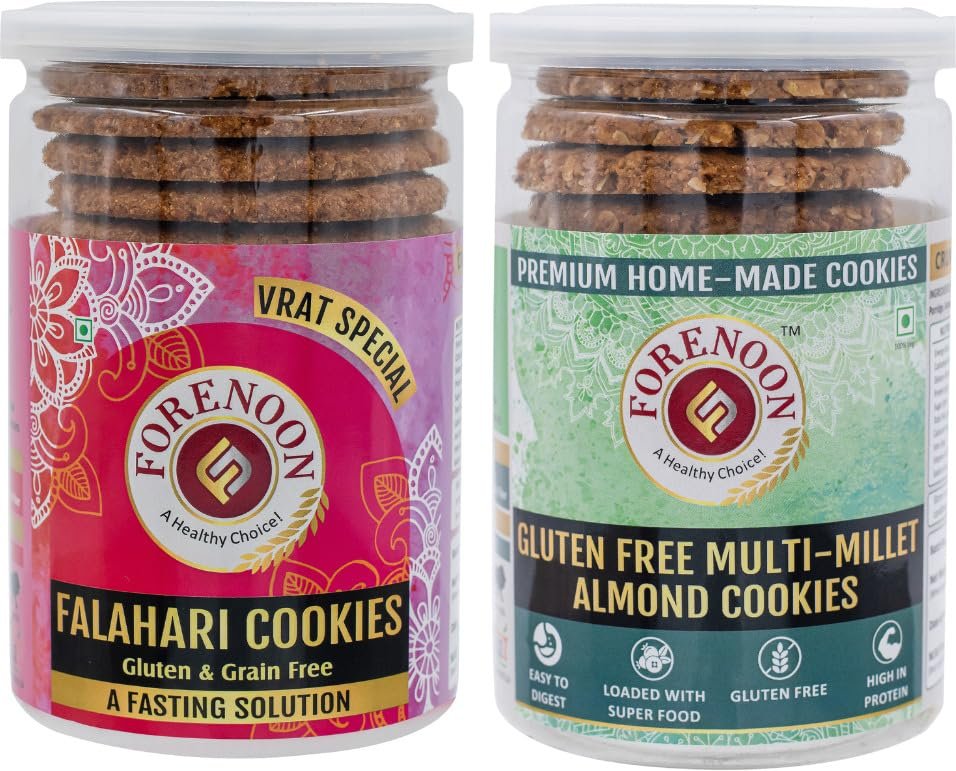 Fore Noon Gluten Free Multi Millet Almond Jaggery & Vrat special Falahari Cookies (356 g, Pack of 2)