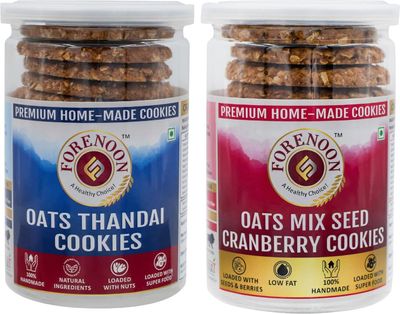 Fore Noon Oats Mix Cranberry & Oats Thandai Cookies (356 g, Pack of 2)