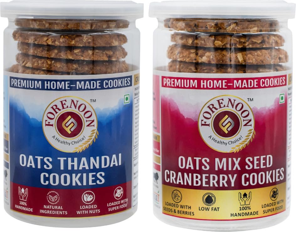 Fore Noon Oats Mix Cranberry & Oats Thandai Cookies (356 g, Pack of 2)