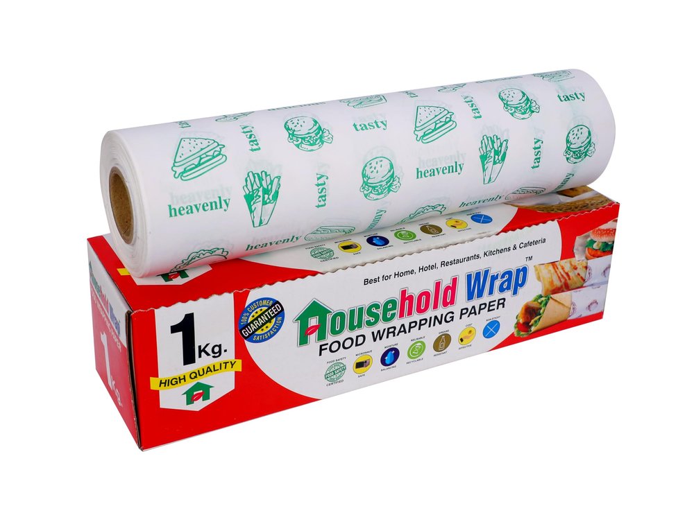 Household Wrap | 1Kg Butter Paper Roll - Premium Non-Stick Butter Wrapping Paper. for Roti & Lunch Packing | Oven Safe Parchment