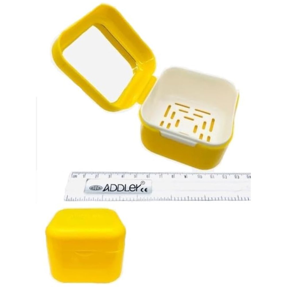 ADDLER DENTAL DENTURE CASE/STRAINER BASKET RETAINER CLEANING SOAK FOR NIGHT GUARD. (AUTOCLAVABLE) QTY:- 1/ ORAL CARE/DENTURE CARE