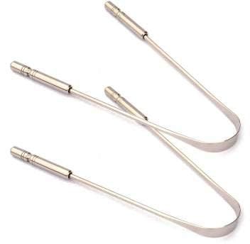 TOnourish Stainless Steel Tongue Cleaner With Comfort Grip Tongue Cleaner/Scapper Ayurvedic, Antibacterial scrapper for Oral Hygiene (Set of 2)