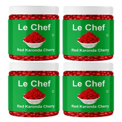 Le Chef Premium Karonda Red Cherries 250 gm x 4| Combo Pack Of 4