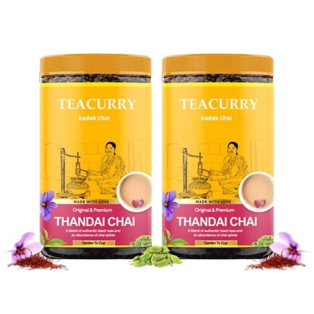 TEACURRY Thandai Chai (200 Grams, 100 Cups) - Thandai Tea with Assam Black Tea - 100% Natural Flavoured Tea | Refreshing & Tasteful Thandai Flavor Chai Tea