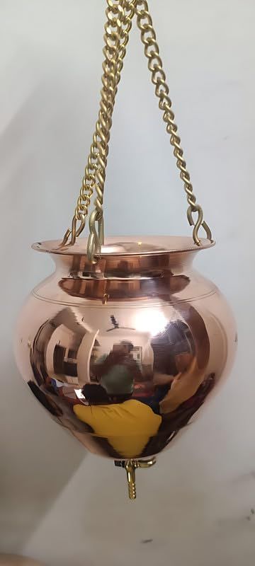 SLOKA Vedic Shirodhara Pot Copper (2.5 LTR) with Chain, Valve, and Nozzle-WDR-237