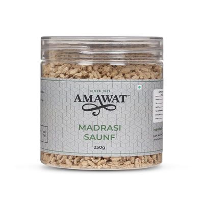 AMAWAT Madrasi Saunf 200 gm| MOUTH FRESHENER | AFTER-MEAL DIGESTIVE | White Saunf Jar Pack