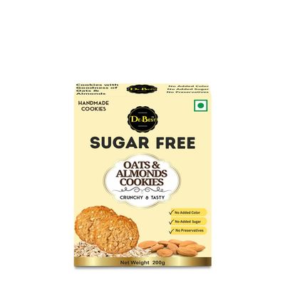 De Best Sugar Free Oats & Almonds Cookies | Sugar Free | No Added Color | Premium Handmade Cookies | Tasty & Crunchy | Eggless Cookies | 200 Grams - Nil