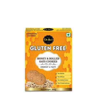 De Best Gluten Free Honey & Rolled Oats Cookies | No Maida | No Wheat | Gluten Free | | No added Color | Premium Handmade | Crunchy & Tasty | Healthy & Eggless Cookies | 200g