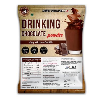 Brew Lab Drinking Chocolate Powder | Suitable for Cold Choco Shake,Smoothies & Milkshake | Enjoy With Cold Or Hot Milk (1 Kg)