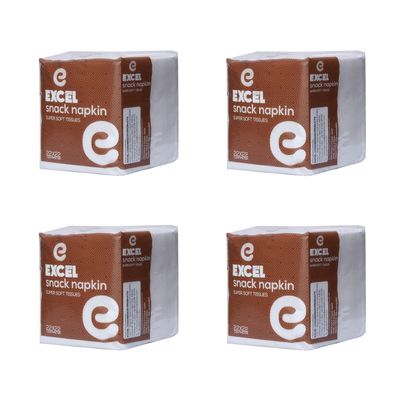 EXCEL TISSUE NAPKIN SNACK 400 PULLS-1PLY | SIZE OF TISSUE -22CMX22CM | PACK OF 4