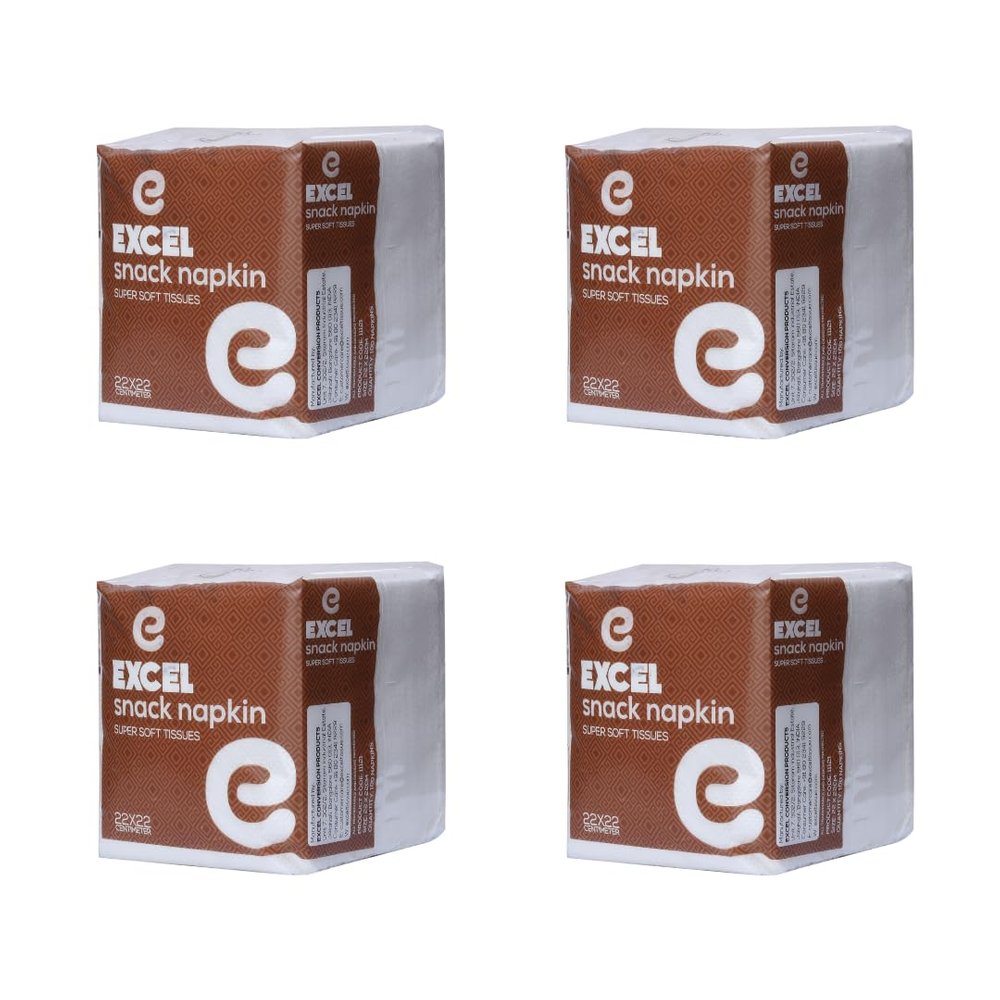 EXCEL TISSUE NAPKIN SNACK 400 PULLS-1PLY | SIZE OF TISSUE -22CMX22CM | PACK OF 4