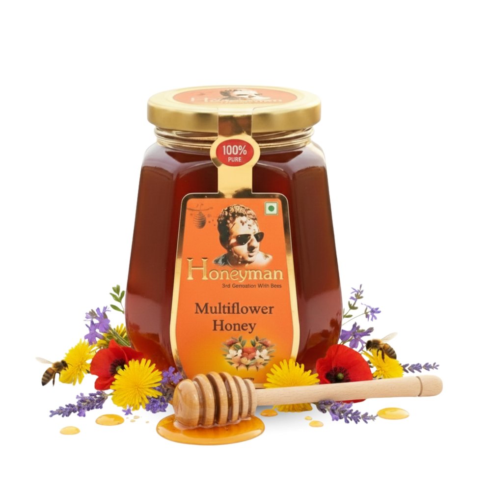 Honeyman Multiflower Honey 500g | 100% Pure & Natural | Multiflora Shahad | Healthy Natural Sweetener for Tea, Spreads, Desserts & Daily Use