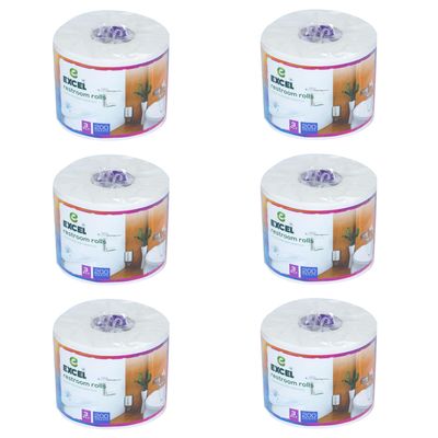 EXCEL TISSUES Toilet Rolls 200GMS (200 PULLS)-3 PLY PULLS SIZE 10CMX10CM PACK OF 6