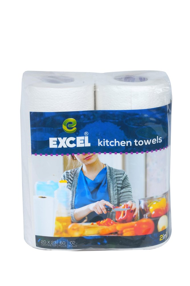 EXCEL TISSUES Kitchen Tissues Highly Absorbent, EcoFriendly & Hygienic NonWoven Dish (90 Pulls-2 Ply) (20cmX23cm) (Pack of 2)