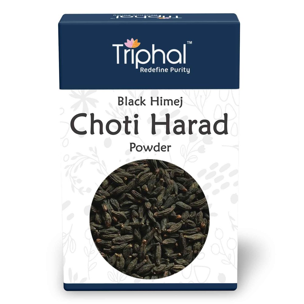 TRIPHAL Choti Harad Churna 200g | Organic and Pure Black Himej Powder | Edible Grade Kadukkai/Karakkaya/Myrobalan | Non GMO | Preservative Free