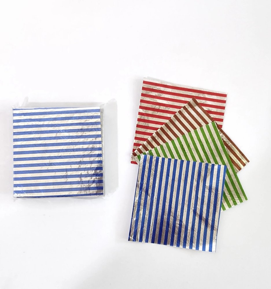Chocolate Pre Cut Aluminium Multi Colour Stripes Design Foil Wrappers Approx 200 Sheets 9 x 9 cm