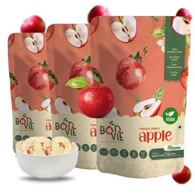 Bonvie Freeze-Dried Apple Chips - 100% Natural, Sugar-Free, Gluten-Free, No Artificial Colors, Healthy Snack for Travel & Hiking (Pack of 3)