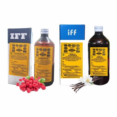 IFF Vanilla 90 and Raspberry No.1 Flavour/Essence combo pack (Used in Ice Creams, Cakes, Chocolates, Sweets, Marzipan, Confectioneries, Cookies, Sherberts, Milkshakes etc)- 500 ML Pack of 2
