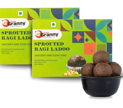 From Granny - Sprouted Ragi Laddu with Jaggery & Cow Ghee | No Maida, No Refined Sugar | Nutritious Millet Ladoo with Cashews | Healthy & Traditional Snack | 2 X 200g