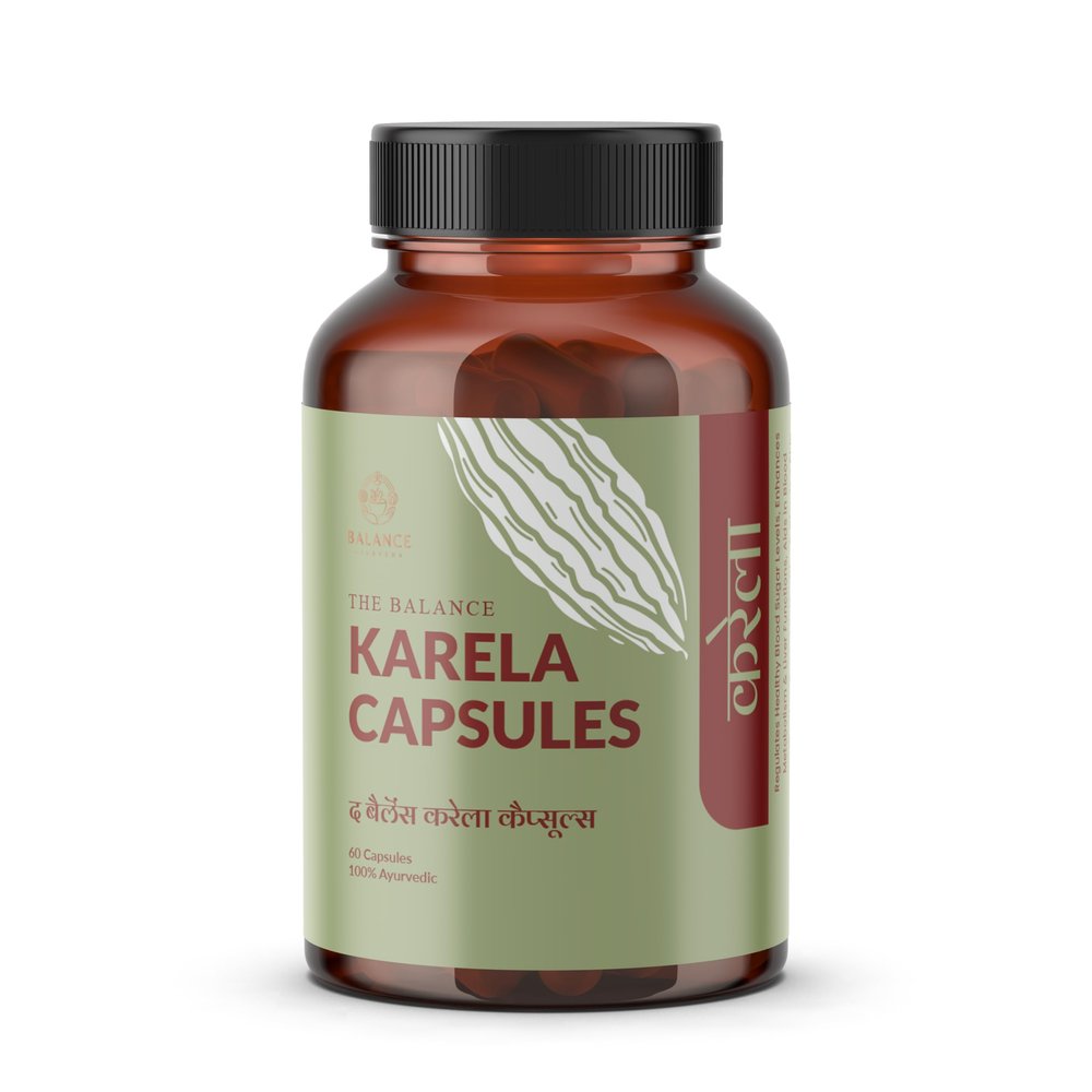 The Balance Ayurveda Karela Capsules Premium Ayurvedic Capsules for a Balanced Metabolism | Ayush approved (60 Caps)