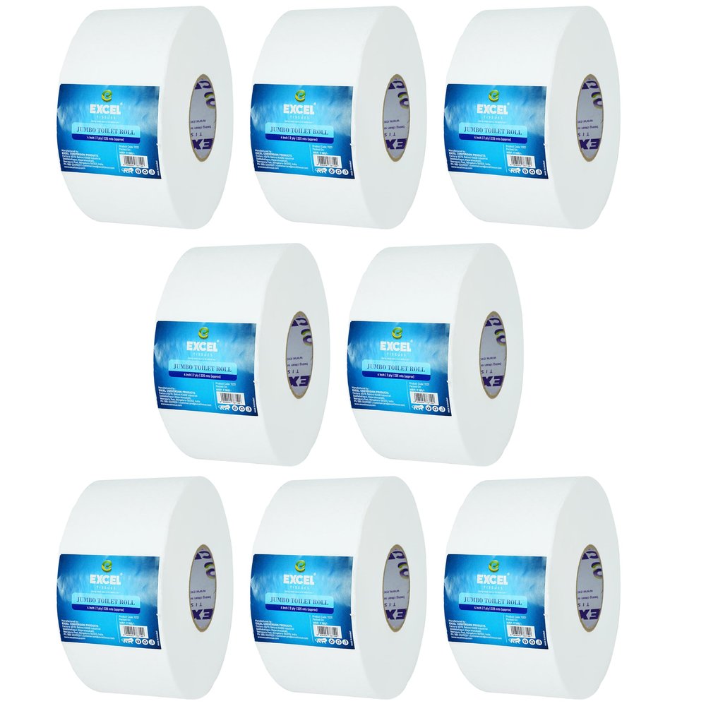 EXCEL TISSUES Jumbo Toilet Paper Rolls Pack of 8 | Soft, Thick & Long Lasting Bathroom Tissue | Premium Washroom Tissue Rolls