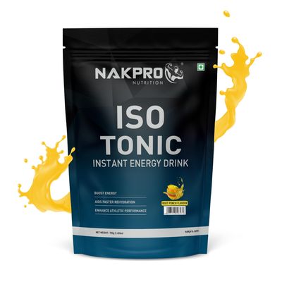 NAKPRO Isotonic Instant Energy Drink | 482mg Electrolytes, 128g Energy, 340mg BCAA per serving, Instant Hydration Electrolytes (750g, Fruit Punch)