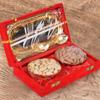 BayNut Diwali Premium Hampers for gifting with diwali card (A6) 100gm dryfruits,goldplated bowl set and diwali card view 3