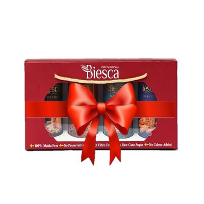 Biesca Assorted Handmade Cookies Gift Pack (Pack of 4) 485g - Ragi and Oats, Honey and Oats and Almond Bucotti