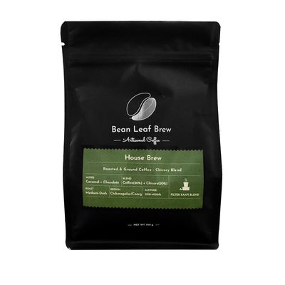 Bean Leaf Brew South Indian Filter Coffee | Roasted & Ground Coffee | 80% Coffee  20% Chicory Blend | House Brew | Dark Roast | 250g