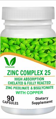 VITARUHE Chelated Zinc (Pack of 2) Picolinate & Bisglycinate Complex with Copper, Zinc for Immune, Skin and Cellular Health, High Absorption, Non-GMO, 180 Capsules (2)