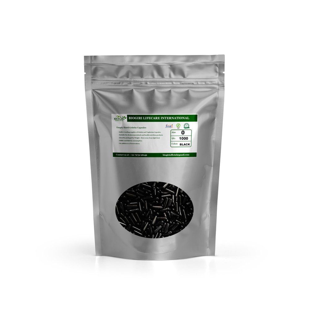 Biogiri Lifecare International - Premium Size 0 Black Black Empty Gelatin Capsule Shell - Gluten Free | Powder Filling (Pack of 1000) | 500mg