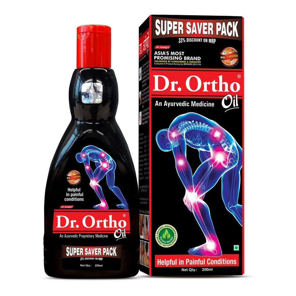 Dr.Ortho Ayurvedic Pain Relief Oil for Joints Pain, Knee & Back Pain 200ml- Super Saver Pack