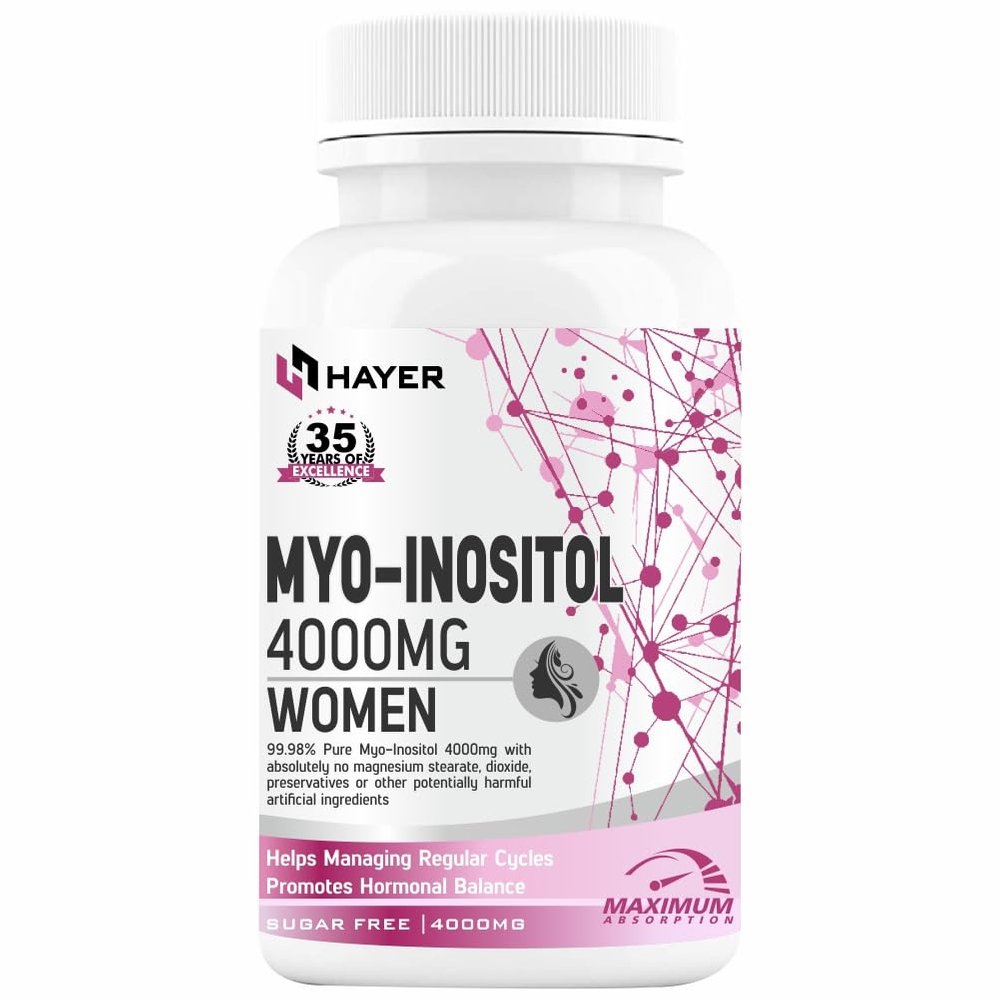 HAYER PCOS Supplements for Women with Myo-Inositol, PCOD Ayurvedic Medicine, D Chiro Inositol & Shatavari (99% Pure PCOS Supplement) helps Recover Irregular Periods for Regular Balance 60 Tablets
