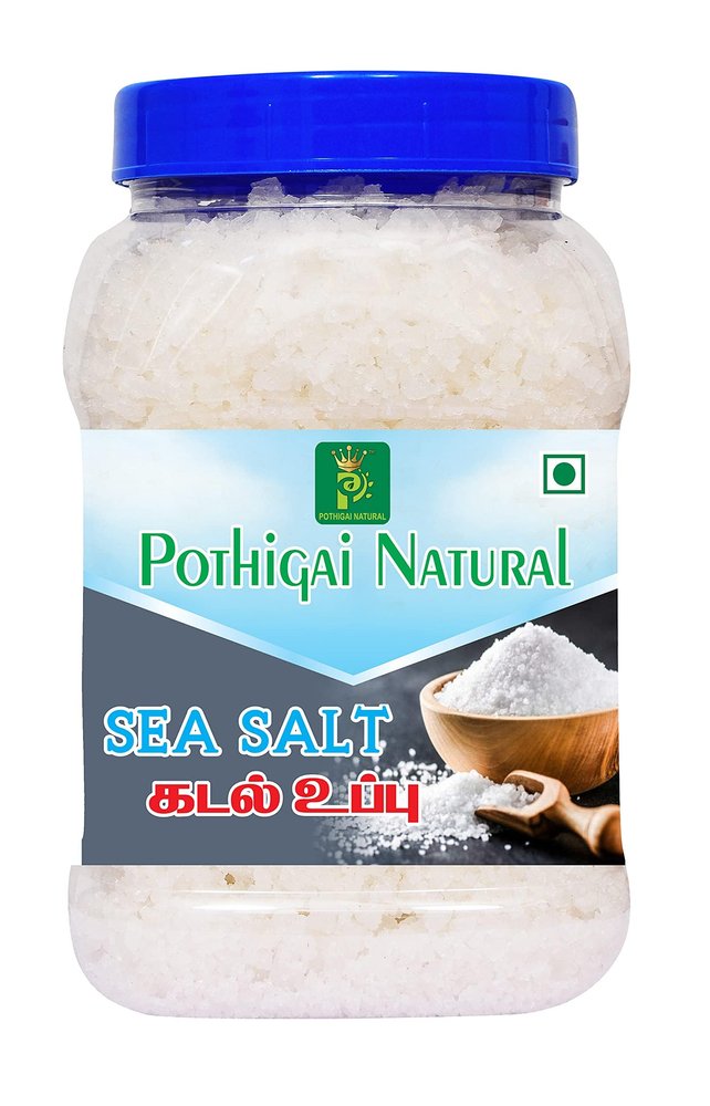 Pothigai Natural Indian Sea Salt 1000grams (Crystal) Traditionally Made 100% Natural (Pack of 1)