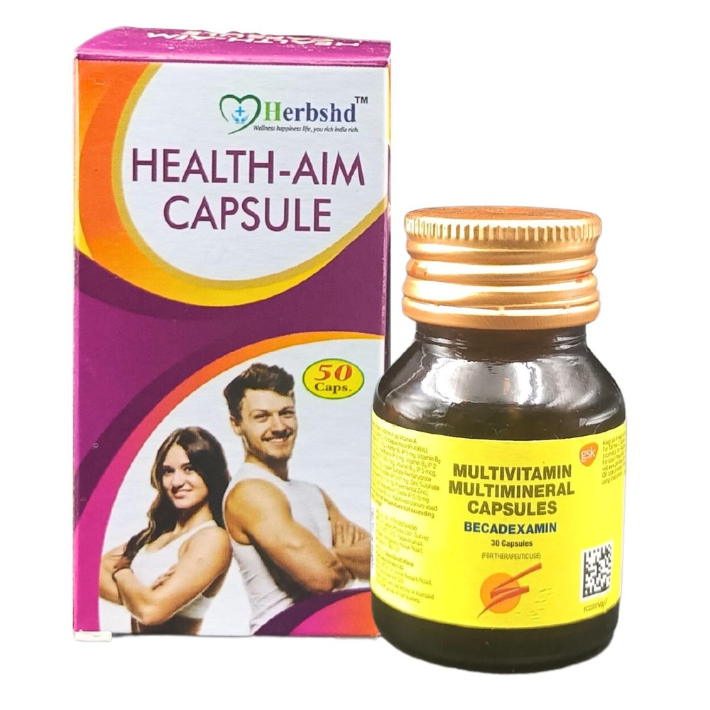Ayurvedic Health-Aim Capsule and Becadexamin Capsule | Multivitamin | Multiminaral | 50caps + 60caps | combo pack