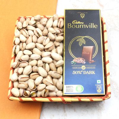SFU E Com Dry Fruit Hamper Pack with Pistachios & Bournville | Ideal for Rakhi, Diwali and Festive Gifting | Premium Dry Fruit Hamper For Corporate Gifts, Family, Friends, New year | 185