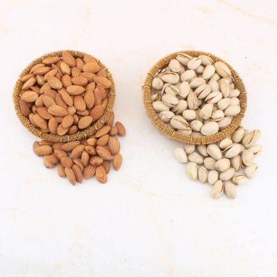 SFU E Com Dry Fruit Gift Hamper With Golden Katori And Pistachios, Almond | Ideal for Rakhi, Diwali and Festive Gifting | Dry Fruit Hamper For Corporate Gifts, Family, Friends, New year | 144