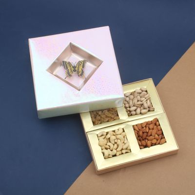 SFU E Com Dry Fruit Gift Hamper Butterfly Box With Pack Of 4 Dry Fruits Cashew, Almond, Pistachios And Raisin | Dry Fruit Hamper For Corporate Gifts, Family, Friends, New year | 153