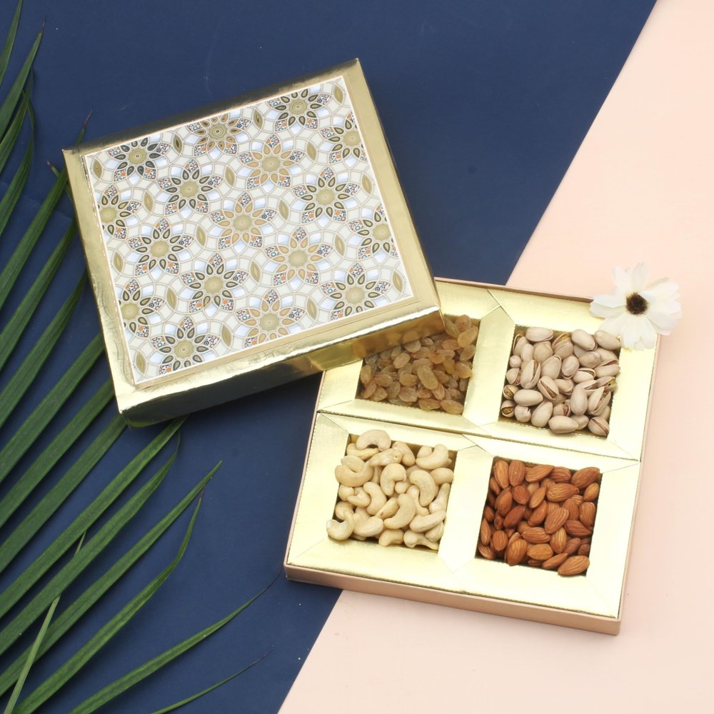 SFU E Com Dry Fruit Gift Hamper With Pack Of 4 Dry Fruits Cashew, Almond, Pistachios And Raisin | Dry Fruit Hamper For Corporate Gifts, Family, Friends, New year | 149