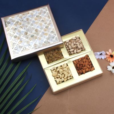 SFU E Com Dry Fruit Gift Hamper With Pack Of 4 Dry Fruits Cashew, Almond, Pistachios And Raisin | Dry Fruit Hamper For Corporate Gifts, Family, Friends, New year | 154